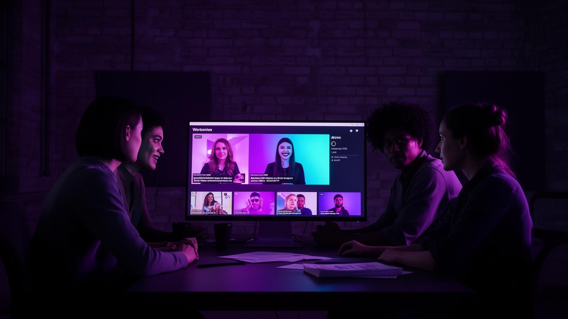 A modern marketing team reviewing Tamo Design results on a large screen